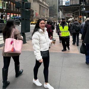 White north face sherpa puffer jacket small